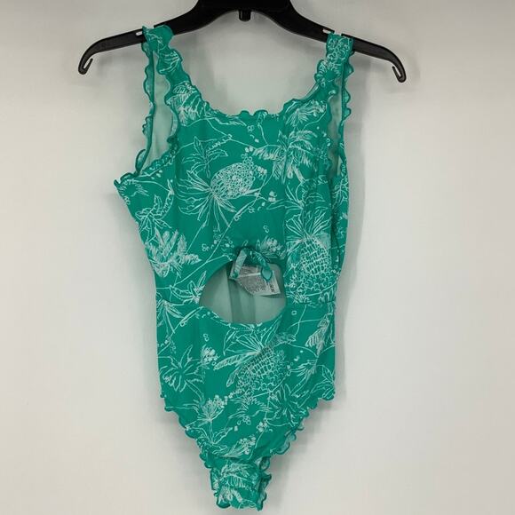 Volcom Girls 16 Aqua Island Hop One Piece Swimsuit Cutout Tropical Beach N6-19 - Picture 3 of 9